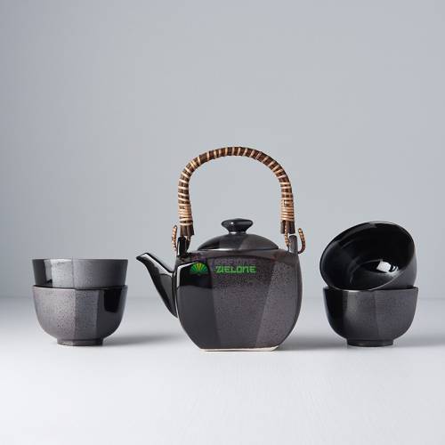 ZESTAW do herbaty: czajniczek z zaparzaczem + 4 czarki. Prod.: Japonia : IDEALNY NA PREZENT!